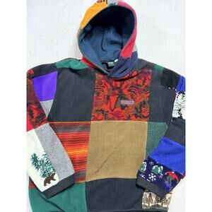 VTG Goodys Vermont Custom Patchwork Fleece Hoodie Lg Gorpcore 80's-90's Ski